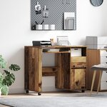 vidaXL Bureau marron Bois ancien Panneau de particules  Métal Standard