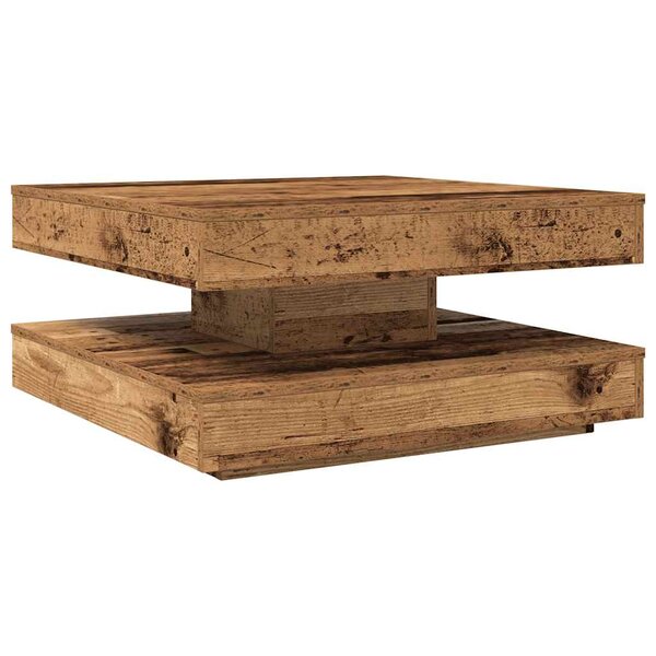 vidaXL Table basse rotative à 360 degrés vieux bois 70x70x34 5 cm
