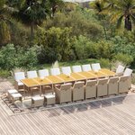 vidaXL Ensemble à dîner de jardin coussins 21 Pièces Beige Résine tressée