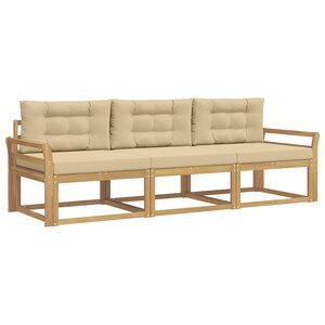 vidaXL Ensemble de canapés d'extérieur 3 Pièces Blanc et Beige Polyester