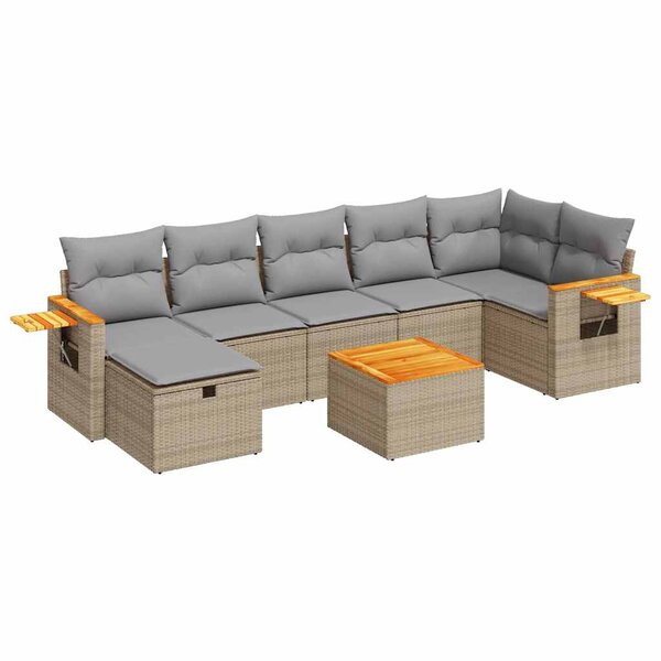 vidaXL Salon de jardin avec coussins 8 Pièces beige résine tressée