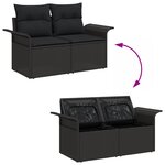 vidaXL Ensemble de canapé de jardin avec coussin 7 Pièces Noir Poly rotin