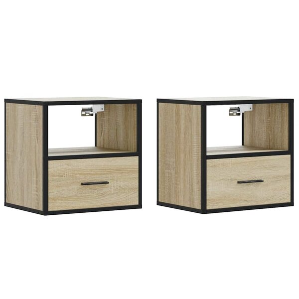 vidaXL Tables de chevet murales 2 Pièces chêne sonoma 40x31x39 5 cm