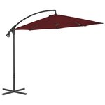 vidaXL Parasol déporté avec mât en acier 300 cm Rouge bordeaux