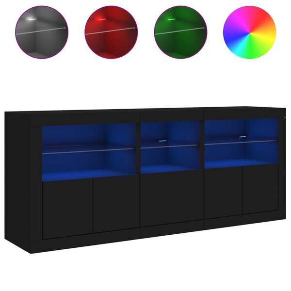 vidaXL Buffet avec lumières LED noir 162x37x67 cm