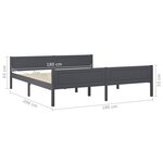 vidaXL Cadre de lit Bois de pin massif Gris 180x200 cm