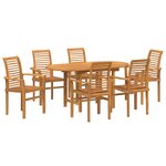 vidaXL Ensemble de salle à manger pour jardin 7 Pièces Marron Teck massif