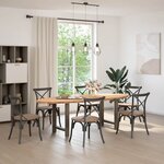 vidaXL Table à manger marron clair bois de chêne massif ovale