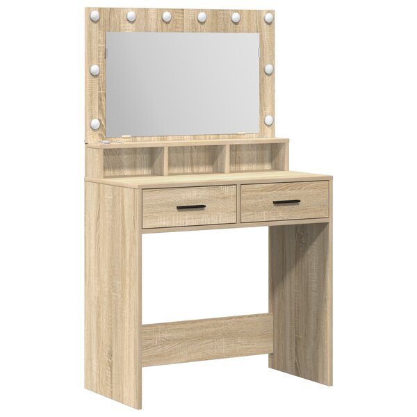 Coiffeuse vidaXL avec lumière LED Chêne Sonoma 79x41x135 cm