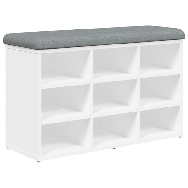 vidaXL Banc à chaussures Blanc 82x32x50 cm Bois d'ingénierie