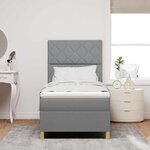 vidaXL Lit à ressorts avec matelas Gris clair 100 x 200 cm tissu