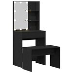 vidaXL Ensemble de table de maquillage LED 2 Pièces Chêne noir
