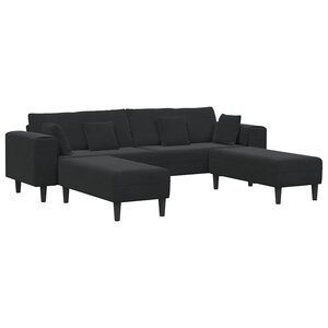 vidaXL Canapé en velours avec coussin 3 Pièces Noir 208 cm Velours