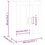 vidaXL Armoire murale gris béton 69 5x34x90 cm