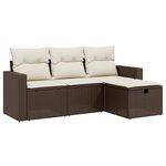 vidaXL Salon de jardin 4 Pièces avec coussins marron résine tressée