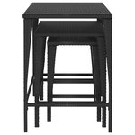 vidaXL Tables gigognes de jardin 3 Pièces noir résine tressée