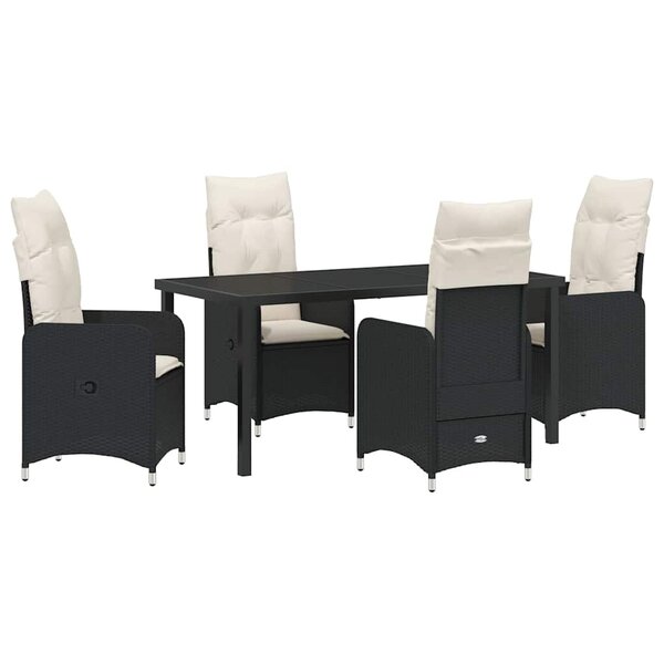 vidaXL Ensemble de salle à manger pour jardin 5 Pièces Noir Poly rotin