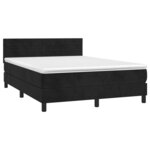 vidaXL Sommier à lattes de lit avec matelas Noir 140x190 cm Velours