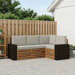 vidaXL Ensembles de canapés avec coussin 4 Pièces Bois d'Acacia Massif