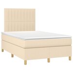 vidaXL Sommier à lattes de lit et matelas et LED Crème 120x200cm Tissu