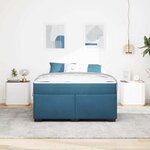 vidaXL Cadre de lit avec matelas Bleu foncé 160 x 200 cm tissu