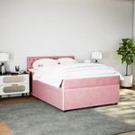 vidaXL Sommier à lattes de lit avec matelas Rose 140x200 cm Velours