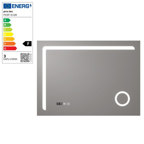 Miroir décoration moderne design LED pour salle de bain 70 x 100 cm argent 03_0010157