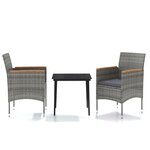vidaXL Mobilier à dîner d'extérieur avec coussins 3 Pièces Gris et noir