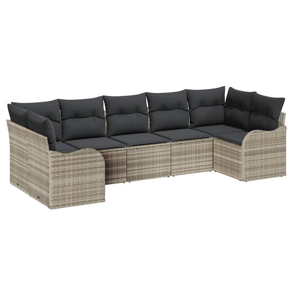 vidaXL Ensemble de canapé de jardin 7 Pièces Gris clair Poly rotin