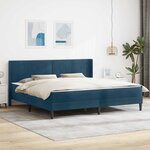 vidaXL Cadre de lit avec matelas Bleu 200 x 200 cm Velours