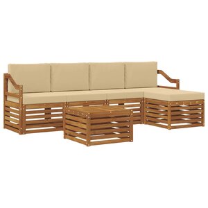 vidaXL Ensemble de canapés d'extérieur 6 pc Naturel et Beige