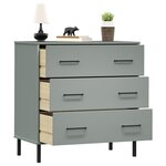 vidaXL Buffet avec 3 tiroirs Gris 77x40x79 5 cm Bois massif OSLO