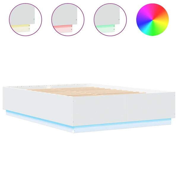 vidaXL Cadre de lit avec lumières LED blanc 160x200 cm bois ingénierie