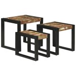 vidaXL Table Gigogne 3 Pièces Bois massif récupéré et métal