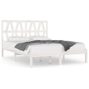 vidaXL Cadre de lit sans matelas blanc bois massif
