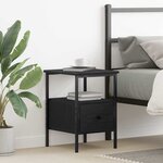 Commode de chevet vidaXL Noir Chêne 34x36x50 cm Bois d'ingénierie et Acier