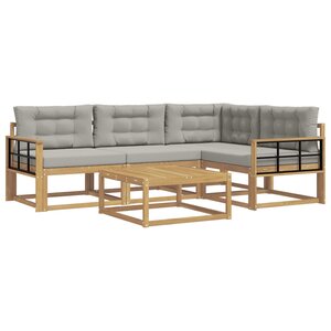 vidaXL Ensemble de canapés d'extérieur 5 Pièces Blanc et gris clair