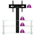 vidaXL Meuble TV d'angle 3 niveaux pour 32-70 pouces noir et argenté