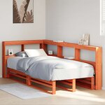 vidaXL Lit bibliothèque sans matelas cire marron 90x200 cm pin massif