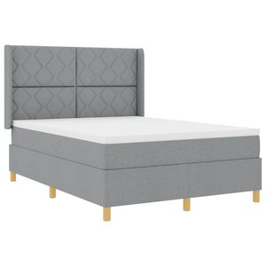 vidaXL Lit à Ressorts avec matelas Gris clair 140 x 190 cm tissu