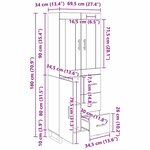 vidaXL Haut Armoire 2 Pièces Bois Ancien Bois Aggloméré et Verre