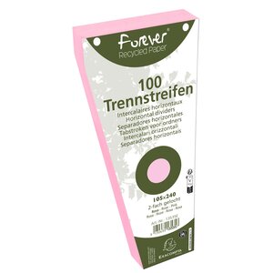 Paquet de 100 intercalaires trapèze 105 x 240 mm Perforation 2 trous Rose x 6 EXACOMPTA