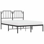 vidaXL Cadre de lit métal sans matelas avec tête de lit noir 150x200cm