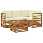 vidaXL Ensemble de canapés d'extérieur 5 pc Naturel et Crème Polyester