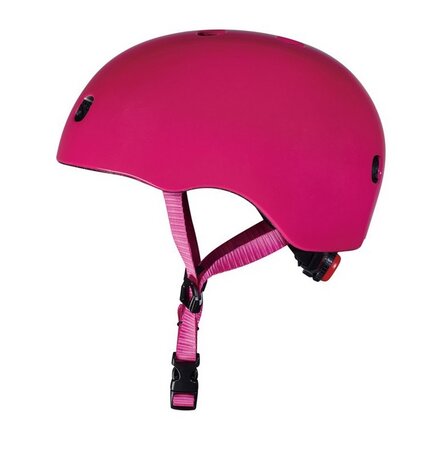 Casque Velo et Trottinette Framboise brillant boucle magnetique lumiere LED Taille M