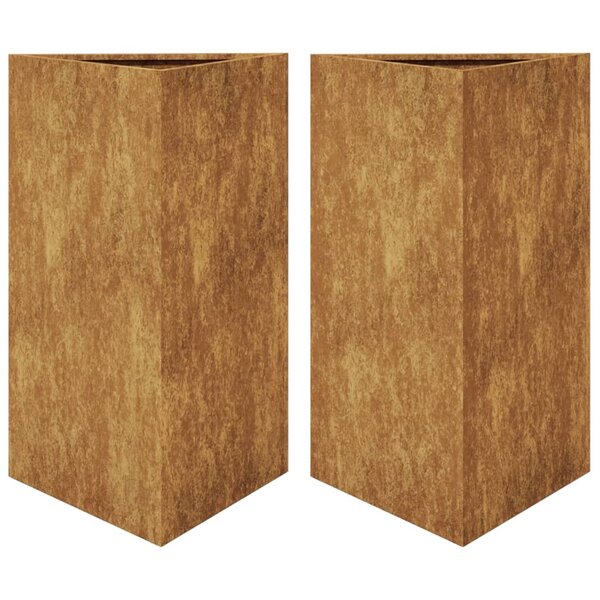 vidaXL Jardinières 2 Pièces triangulaire 50x43x75 cm acier corten