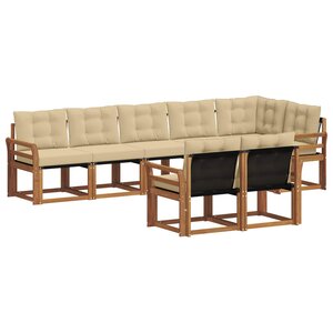 vidaXL Ensemble de canapés d'extérieur 8 pc Naturel et Beige