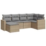 vidaXL Salon de jardin avec coussins 6 Pièces beige résine tressée