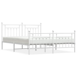 vidaXL Cadre de lit métal avec tête de lit/pied de lit blanc 183x213cm