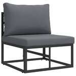 vidaXL Ensemble de canapé de jardin avec coussin 4 Pièces Noir Aluminium